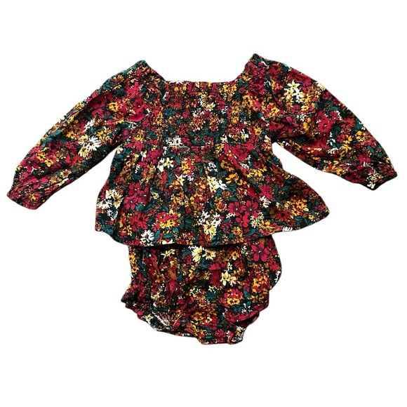 Old Navy, smocked, floral, colorful dress with diaper cover, 3-6 months, NWTS - Picture 3 of 7